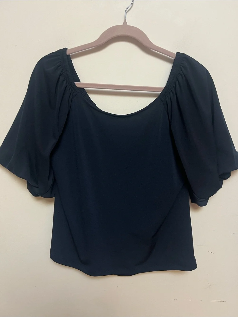 Banana Republic Navy Puff Sleeve Scoop Neck Blouse Size L
